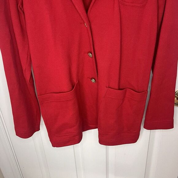 VTG Ralph Lauren LRL Knit Blazer Red Gold Button Crest Women's Small Cotton - Picture 7 of 10